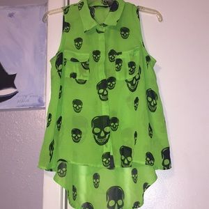 Collared Neon Green Flannel Tee